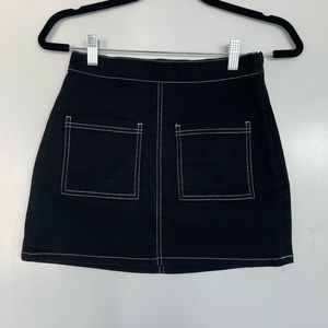 Oak + Fort - Black Denim Mini Skirt with Front Pockets